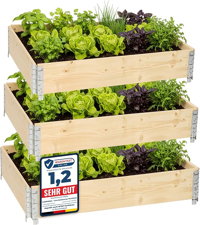 Carré potager en bois empilable, lot de plusieurs tailles